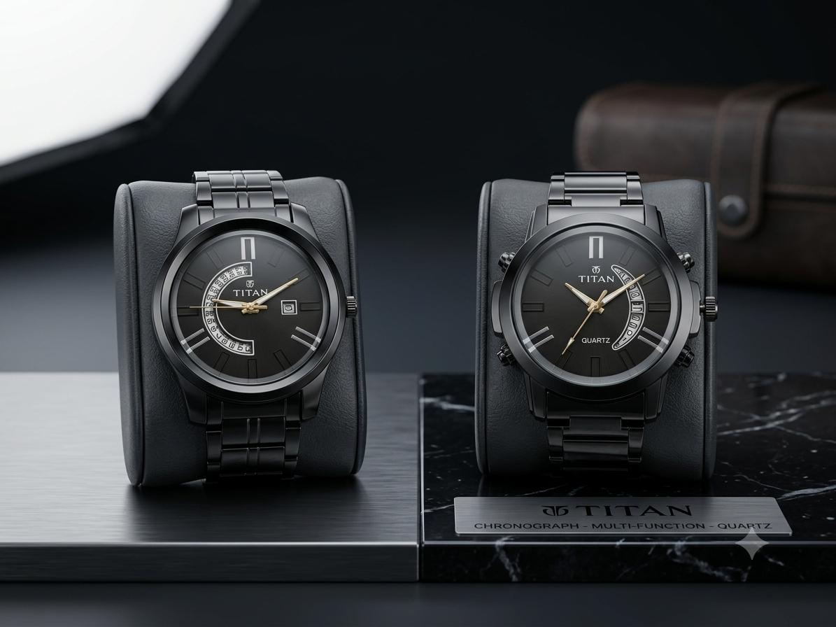 Titan Premium Black Analog Quartz Men's Watches Collection