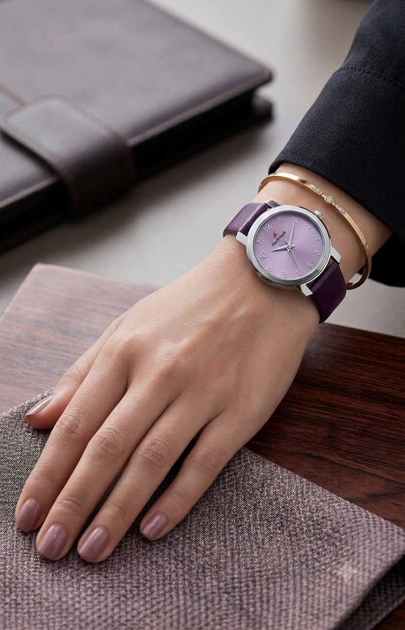 Fastrack Women's Analog Watches-Beautiful Purple Sunray Dial