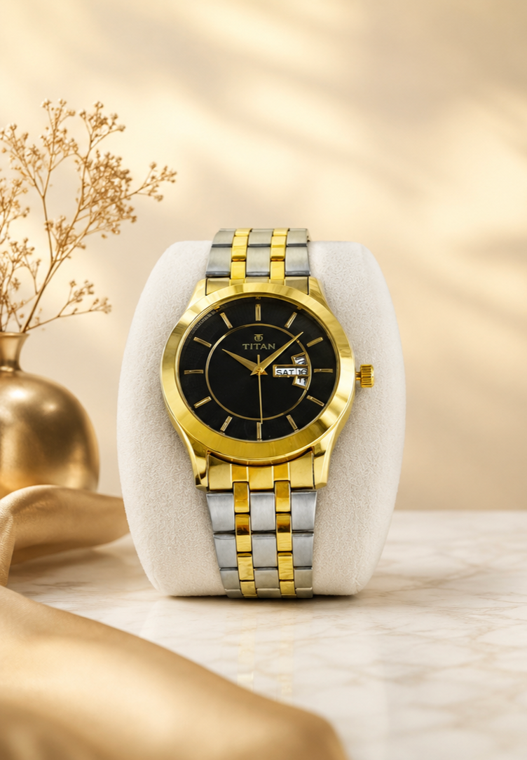 Titan Men's Watches- Black & Gold Dial - Image 2