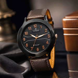 Titan Black Dial Brown Leather Strap Analog Watches