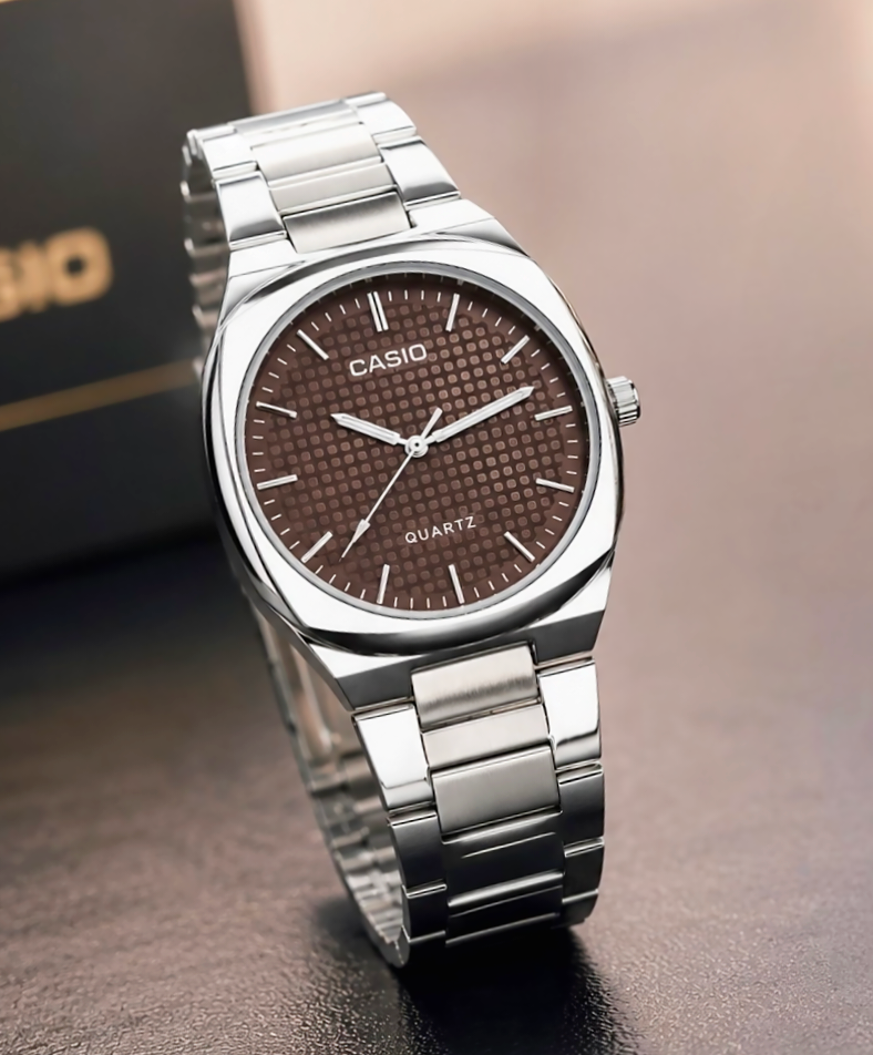 Premium Casio Quartz Men's Watches Featuring Elegant Brown and Blue Dials - Image 2