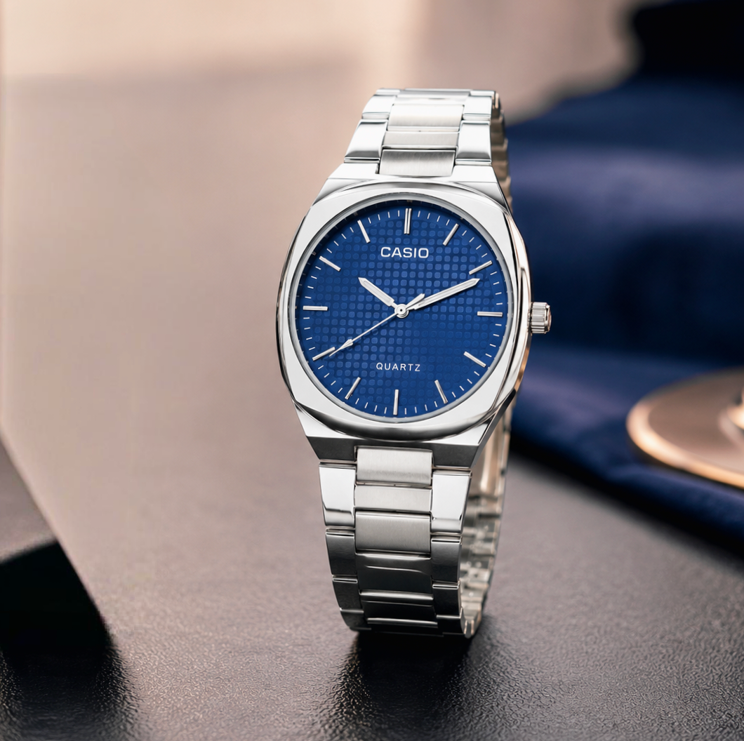 Premium Casio Quartz Men's Watches Featuring Elegant Brown and Blue Dials - Image 4