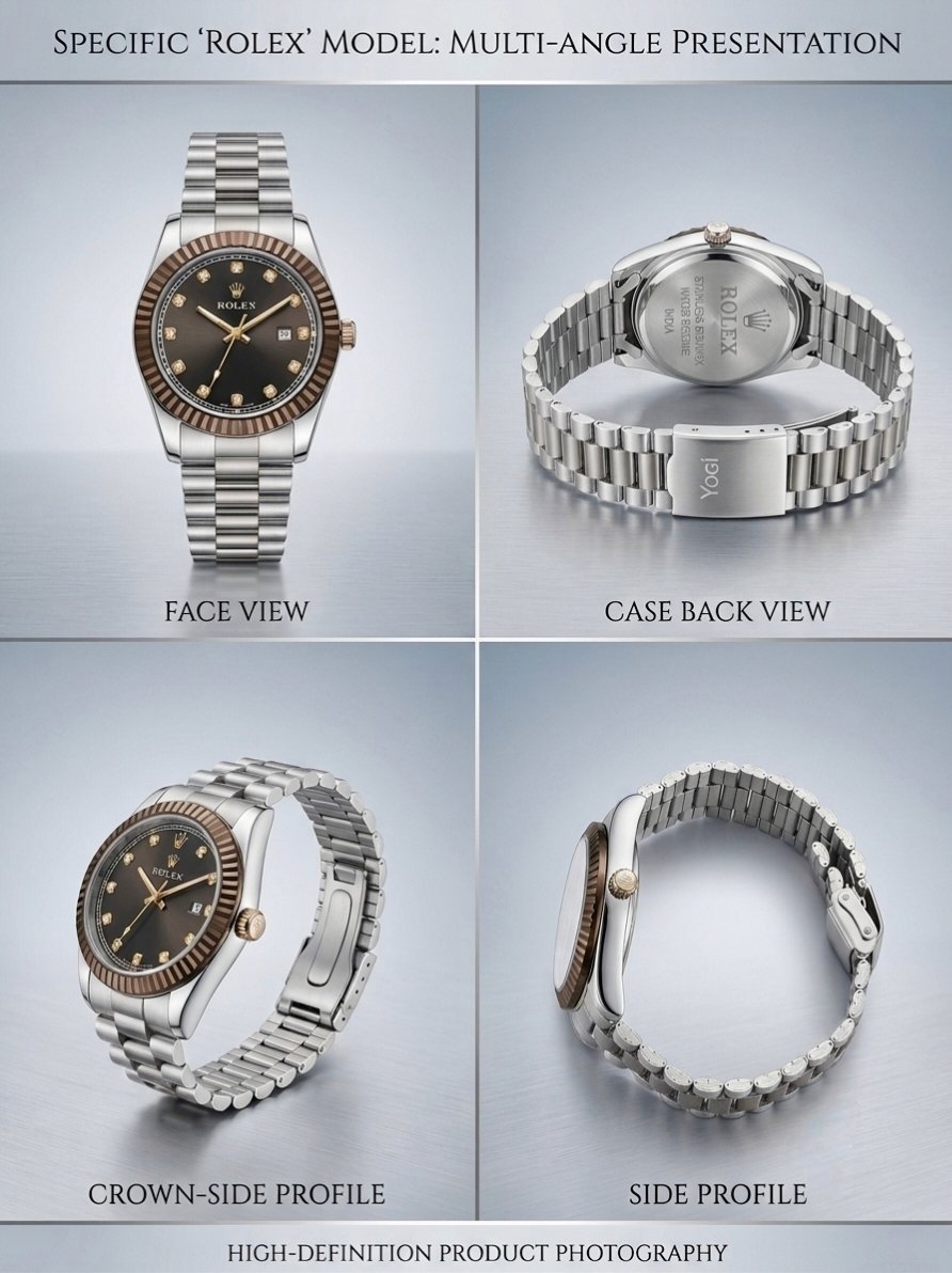 Rolex-Inspired Black Dial Stainless Steel Men's Watch - Image 3