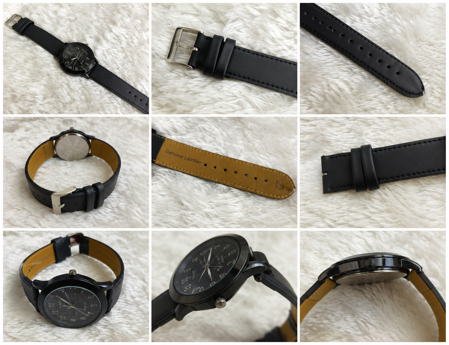 Titan Black Dial Black Leather Strap Analog Watches - Image 2