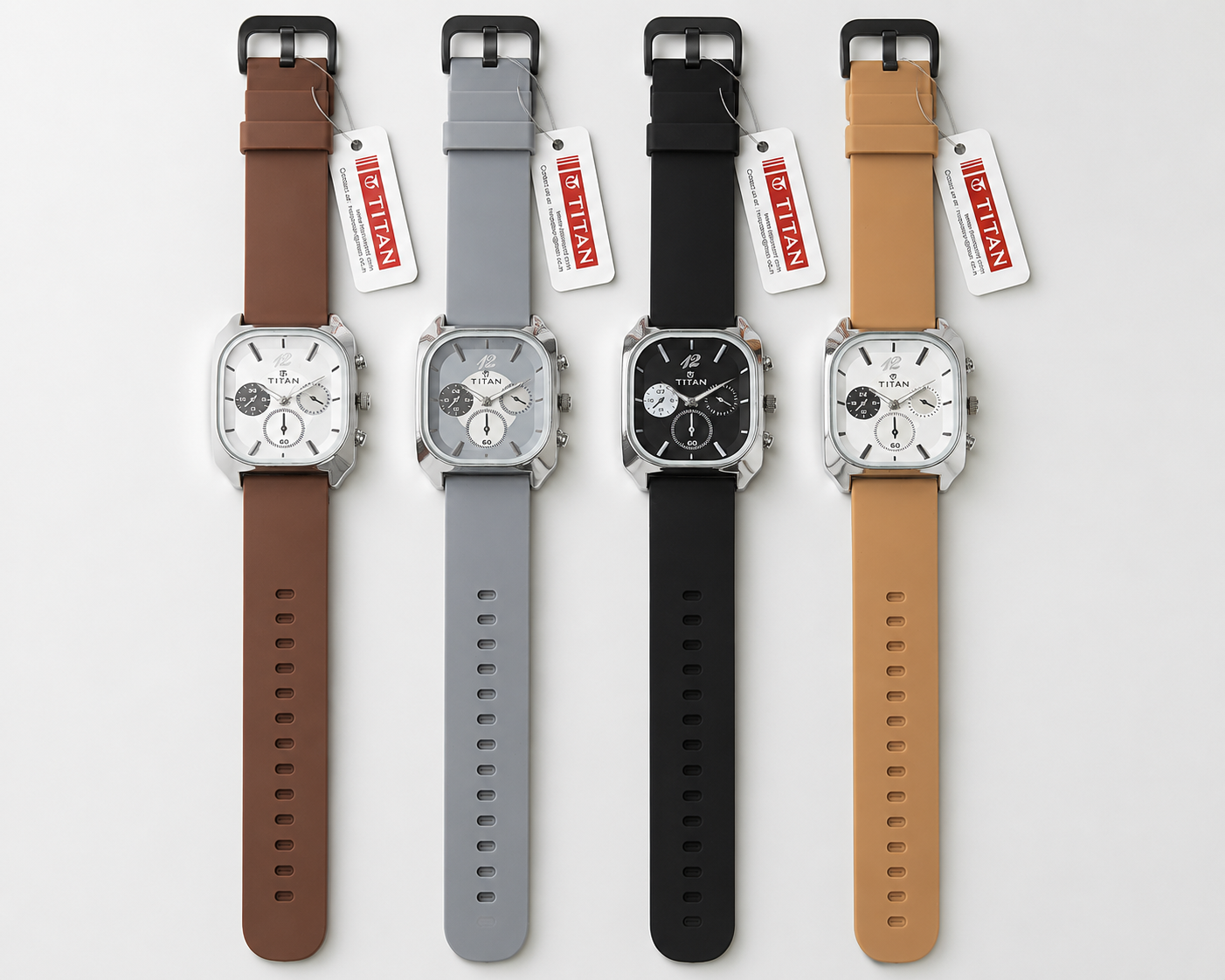 Titan Premium Square Dial Silicone Strap Analog Watches - Image 2