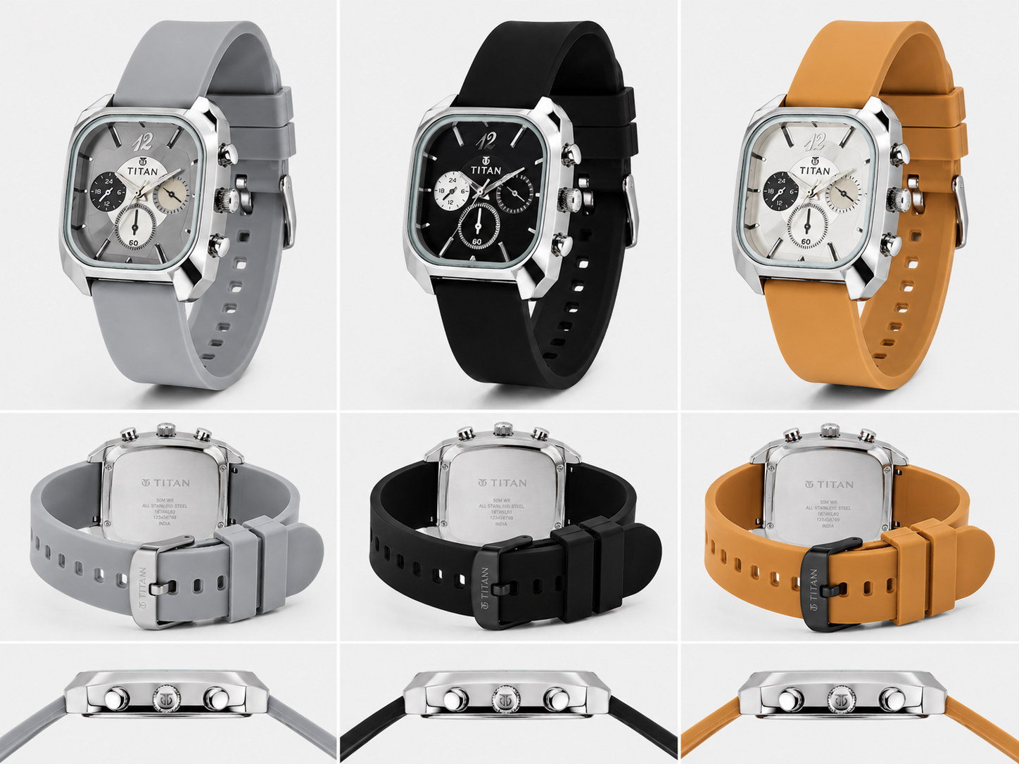 Titan Premium Square Dial Silicone Strap Analog Watches - Image 4