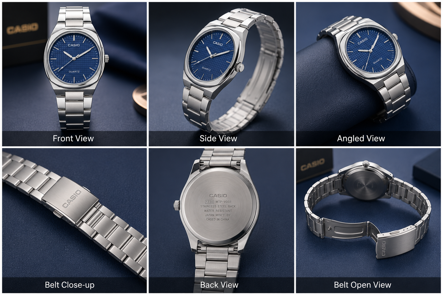 Premium Casio Quartz Men's Watches Featuring Elegant Brown and Blue Dials - Image 5
