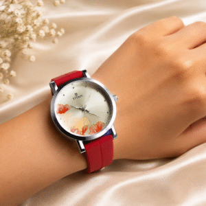 Titan Women's Floral Dial Watches – Pink Silicone Strap