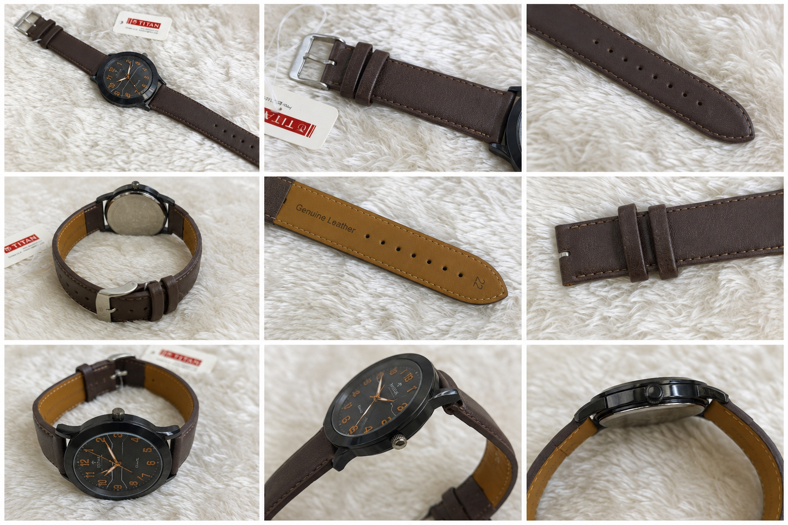Titan Black Dial Brown Leather Strap Analog Watches - Image 2