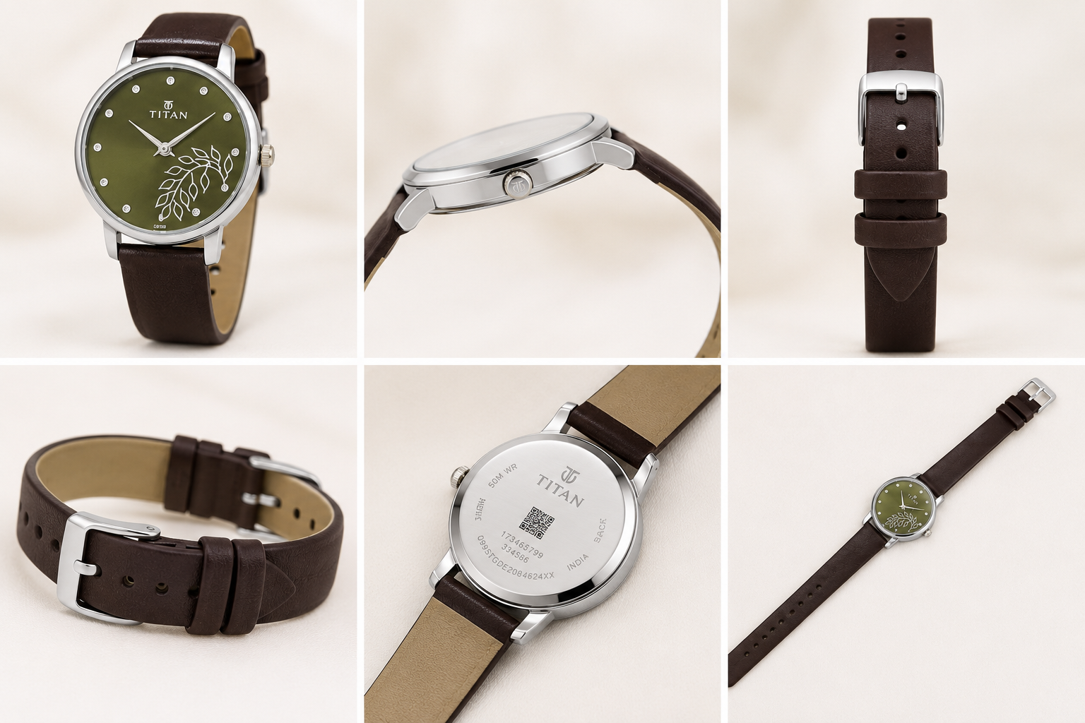 Premium Titan Inspired Women's Watches- Leather Straps in Soft Pink and Classic Brown - Image 5