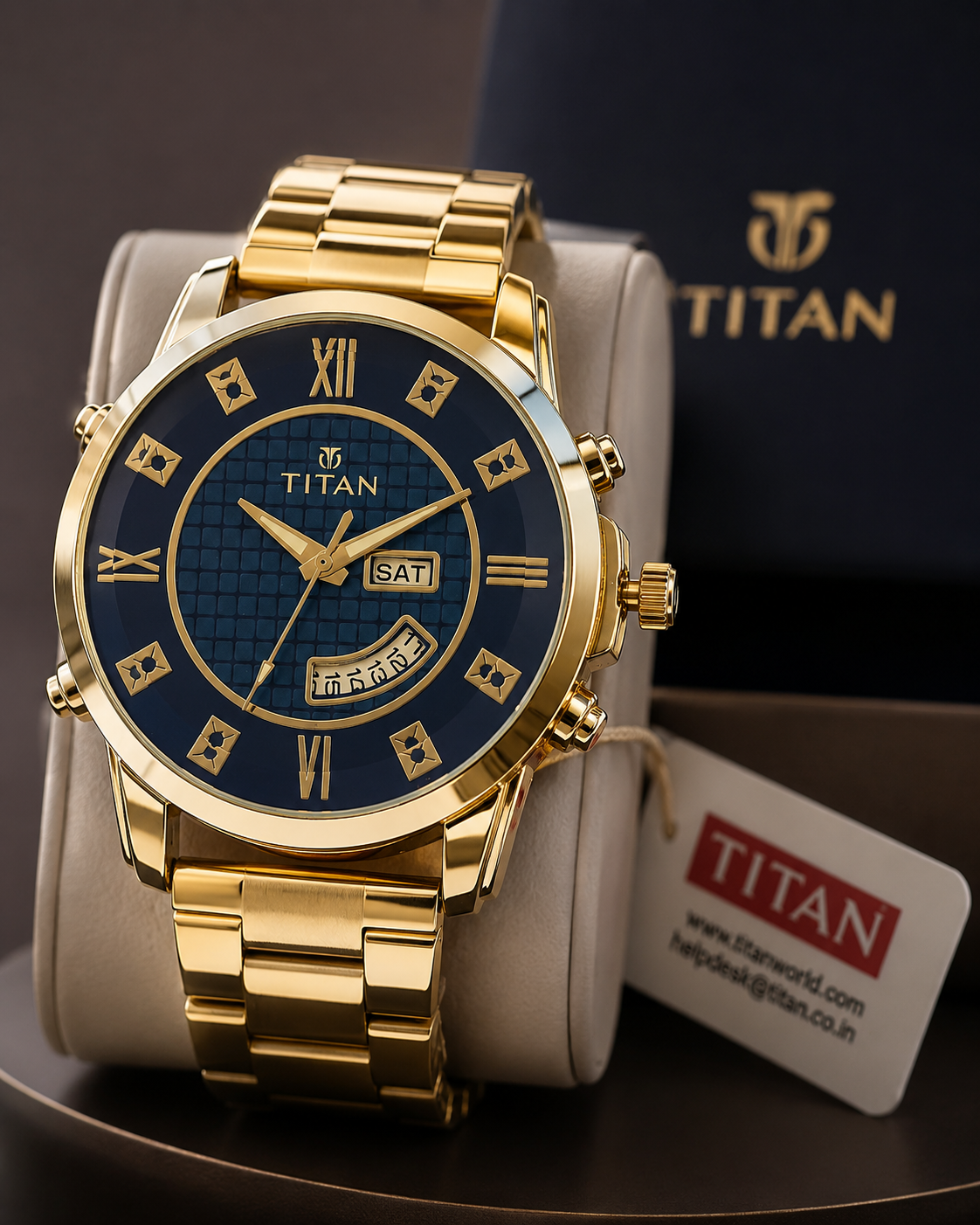 Titan Men's Premium Analog Watches- Blue and White Dial